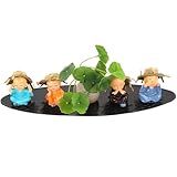 LckCryspho 禅風僧侶置物 レジン製ミニ仏像 4個セット 蓮葉デザイン 車載ダッシュボード装飾 リビング寝室ホームデコレーション用