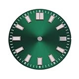 XTINKOPW 1 Unidad, 28,5mm, Negro/Blanco/marrón/Azul Oscuro/Azul/Verde, Esfera del Reloj, Ajuste Luminoso Verde, Movimiento NH35 NH36(Green)