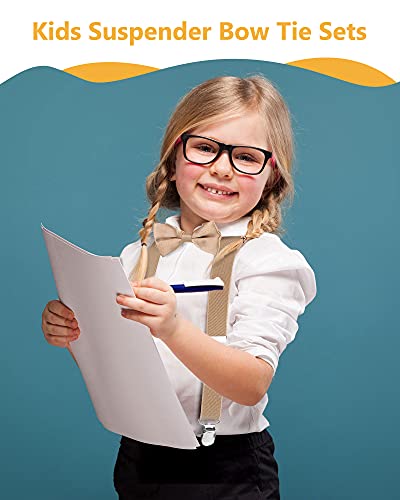 Satinior 4 Set Boys Suspenders And Bow Tie Set Baby Toddler Kids Adjustable Suspenders Sets For Wedding (Red, Khaki, Black, Royal Blue) #TOP3