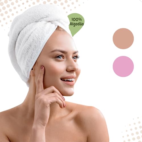 Touca Banho Turbante Seca Rápido Prática Felpuda Mágica BRANCA