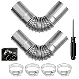 7 Pcs Tuyau d'Echappement de Voiture, 25mm x 15.5cm Connecteur Angle Tuyau Echappement Rechauffeur en Acier Inoxydable, Tuyau Chauffage Diesel Voiture, Tuyau d'Event de Gaz, avec 4 Collier de Serrage