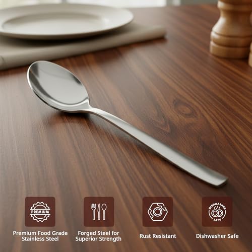 Image of Culinex Premium Stainless Steel 5.5 inch Tea & Coffee Small Spoon Set of 6 | Silver Rustproof Food Grade Flatware Cutlery By thinKitchen (Essen)