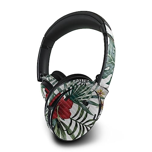 Image of MightySkins Carbon Fiber Skin Compatible with Bose QuietComfort 45 Headphones Tropical Hibiscus | Protective, Durable Textured Carbon Fiber Finish | Easy to Apply
