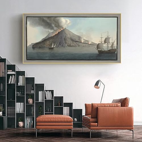 Affiche volcan nordique pour un salon contemporain et chaleureux au design moderne