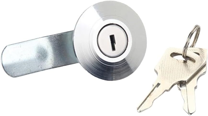 Industrial Cam Lock for Electrical Cabinet, Distribution Box and Equipment Locker, Heavy Duty Round Zinc Alloy Door Lock with Key, Silver Finish(A)