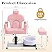 LOUVIXA Pedicure Station No Plumbing, Hydraulic Pedicure Chair for Nail Tech, Height Adjustable Reclining Pedicure Station Unit, 360 Degree Swivel Foot Spa Chair with Massage Foot Bath (Pink-Golden)