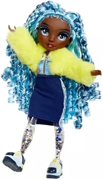 Rainbow High Sparkle and Shine - Marina (Blue) - 28 cm Fashion Doll with Liquid Sparkles in Her Legs, Shake To See them Sparkle, Stickers to Customise, for Kids 4-12 Years Old