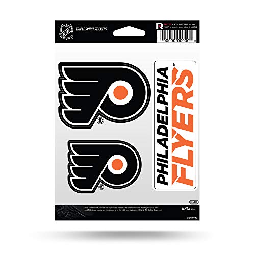 Rico Industries NHL Philadelphia Flyers Die Cut 3-Piece Triple Spirit Sticker Sheet