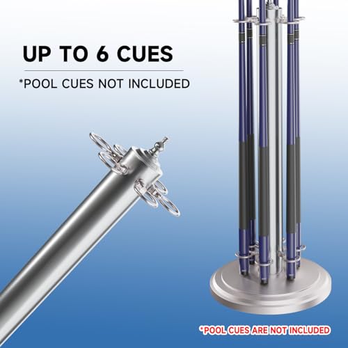 GSE Games & Sports Expert Stand-Style Metal Billiard Pool Cue Rack Only, Holds 6 Pool Sticks, Floor Stand Billiard Cue Rack (Brushed Nickel) - Thumbnail 4