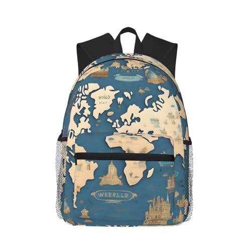 Sac à dos avec poches motif carte du monde noir l'esprit d'évasion au quotidien