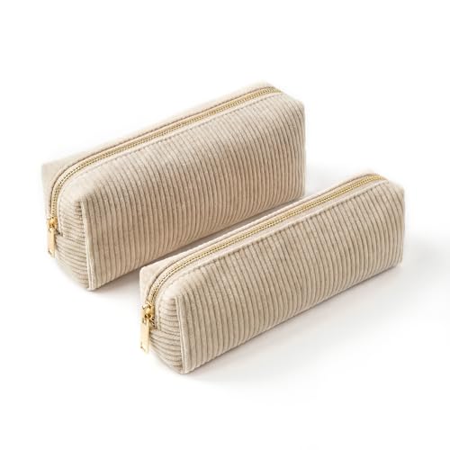 RJTCXJS 2 Stück Federmäppchen Aesthetic Federmäppchen Cord Mäppchen Federtasche Pencil Case Schulmäppchen Portable Große Kapazität Federmäpchen Schlampermäppchen für Teenager Schule Büro
