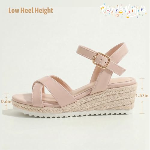 Image of PANDNAINJIA Girls Sandals Wedge Platform Heels Dress Shoes