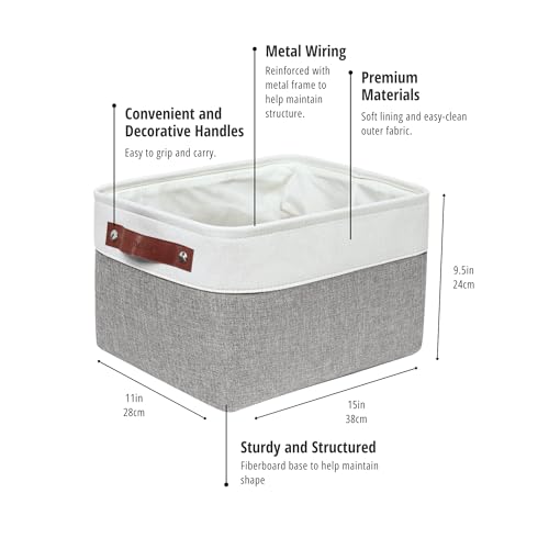 Image of DECOMOMO Storage Bins, Large Fabric Storage Baskets for Shelves, Decorative Linen Closet Organizer, 15 x 11 x 9.5 inches (Grey & White, 4 Pack)