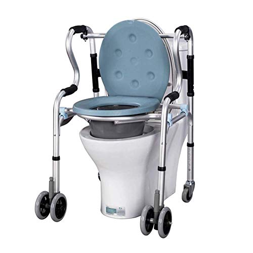 Silla de ducha con ruedas de lujo, propulsada por asistentes, silla de baño acolchada para personas mayores, discapacitados y discapacitados, inodoro para uso al lado de la cama, tocador móvil para