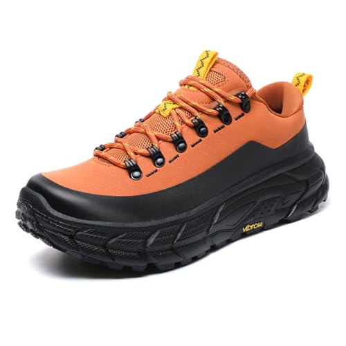 Zapatillas de Senderismo Montañismo Casuales para Hombre Sneakers Ligeros Impermeables Antideslizantes Zapatos Deportivos Trail Running,Naranja,44