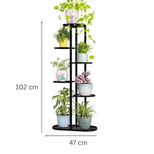 Image of Giore Trendy Ultra Luxury Metal 6 Tier 7 Potted Plant Stand , Flower Pot Stand for Living Room, home decor, Indoor & Outdoor plants(Black, Corner Shelf) - Free Standing,