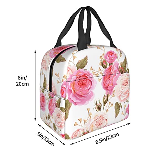 Yamegoun Rose Lunch Bag Women Men Tote Lunch Box Insulated Cooler Reusable Containers With Strap And Pocket Work Beach Picnic #TOP1