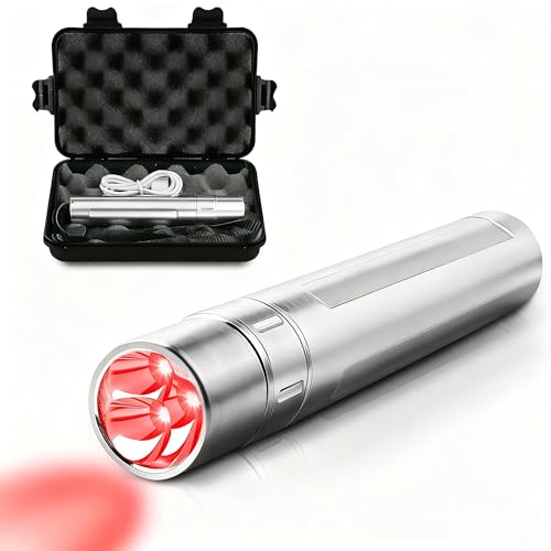 Infrared red Light Therapy is a Handheld red Light Therapy Wand Used to Improve Joint and Muscle Pain. The red Light Therapy Device is Suitable for Whole Body and Facial Care (Silvery, Medium)