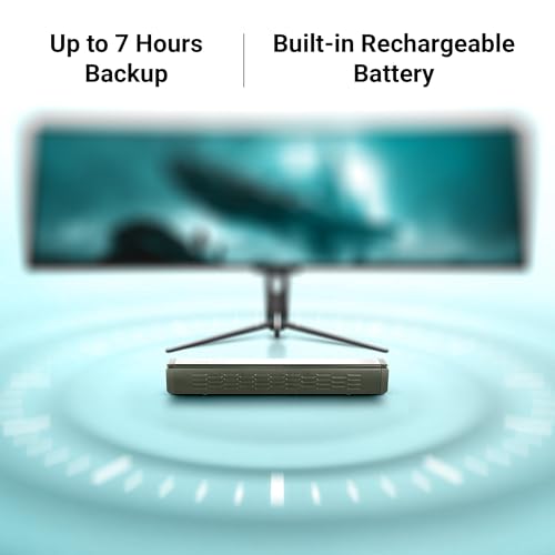 Image of ZEBRONICS 42 Watts Bluetooth Soundbar, 7 Hours Playback, Powerful Dual Drivers, LED Indicator, Built-in Rechargeable Battery, Type C Charging, BTv5.0, mSD, AUX (Juke BAR 1610, Glossy Black)