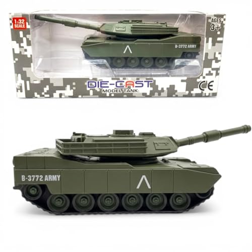 Image of Breatoi 1:32 Scale Military Battle Tank Toy - B-3772 Type Plastic Army Tank with Rotating Turret, Realistic Military Vehicle for Kids Ages 3+