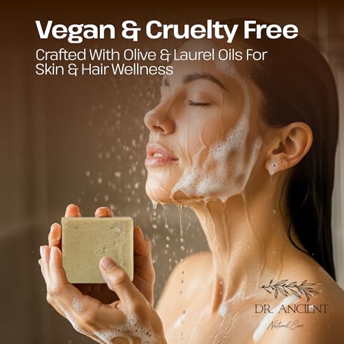Image of Dr.Ancient Aleppo Laurel Soap Bar, Organic Soap Bars Handcrafted the Traditional Way, Natural Chemical-Free, Vegan, Used for Face Wash, Body Wash, Hand Cleansing and Daily Skin Care, Gentle Cleanser