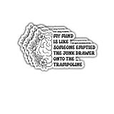 (3pcs) My Mind is Like Someone Emptied The Junk Drawer onto The Trampoline Sticker Funny Sayings Sarcastic Humorous Vinyl Decal for Tumbler Laptop Kindle Water Bottles Books Phone- Size 3x1.8