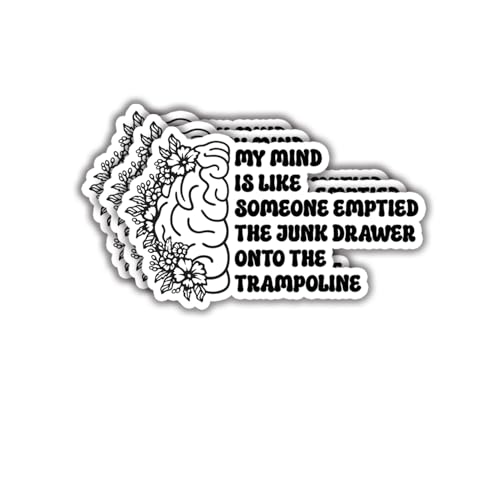 (3pcs) My Mind is Like Someone Emptied The Junk Drawer onto The Trampoline Sticker Funny Sayings Sarcastic Humorous Vinyl Decal for Tumbler Laptop Kindle Water Bottles Books Phone- Size 3x1.8