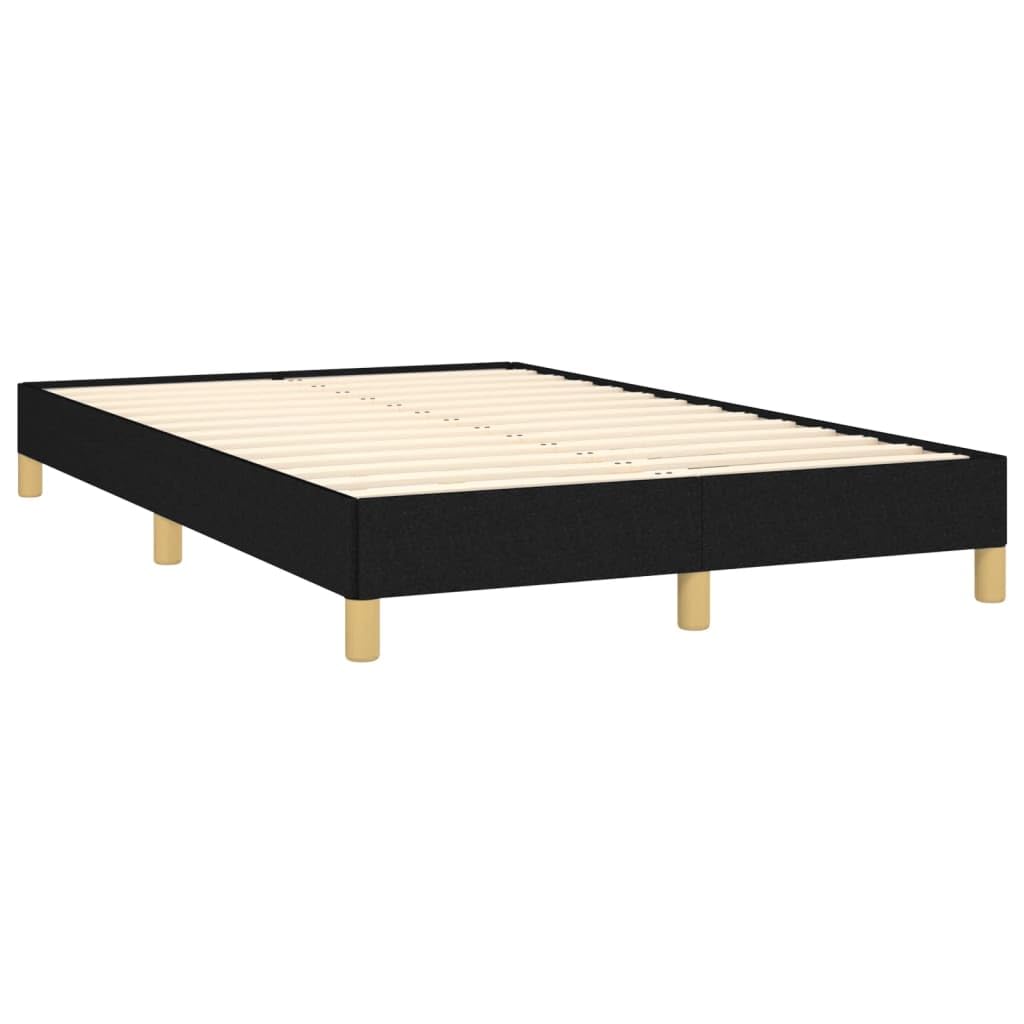 120x190 cm Black Fabric Bed Frame with Solid Pine Legs | Upholstered in wear-resistant cloth, this platform bed fits youth and guest bedrooms.
