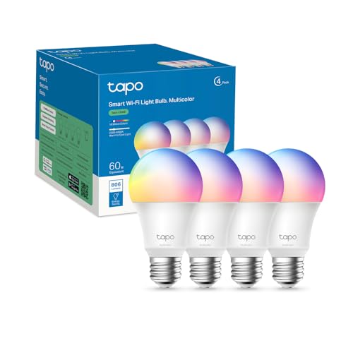 Tapo Ampoule Connectée WiFi, Ampoule LED E27 Multicolore 2500K-6500K, Dimmable 8.7 W 806Lm, Compatible avec Alexa et Google Home, Commande Vocale, Economie...