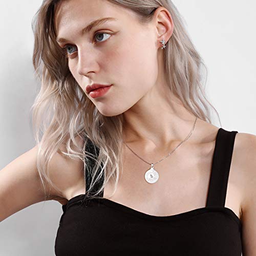 U7 925 Sterling Silver Coin Medal Praying Hands Necklace Chain 20" Men Women Bible Verse Prayer Pendant Necklaces, Mother's Day Gift2