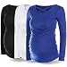 Rnxrbb Women Maternity Long Sleeve T-Shirt Maternity Top Ruched Side Pregnancy Clothes Criss Cross 3 Pack