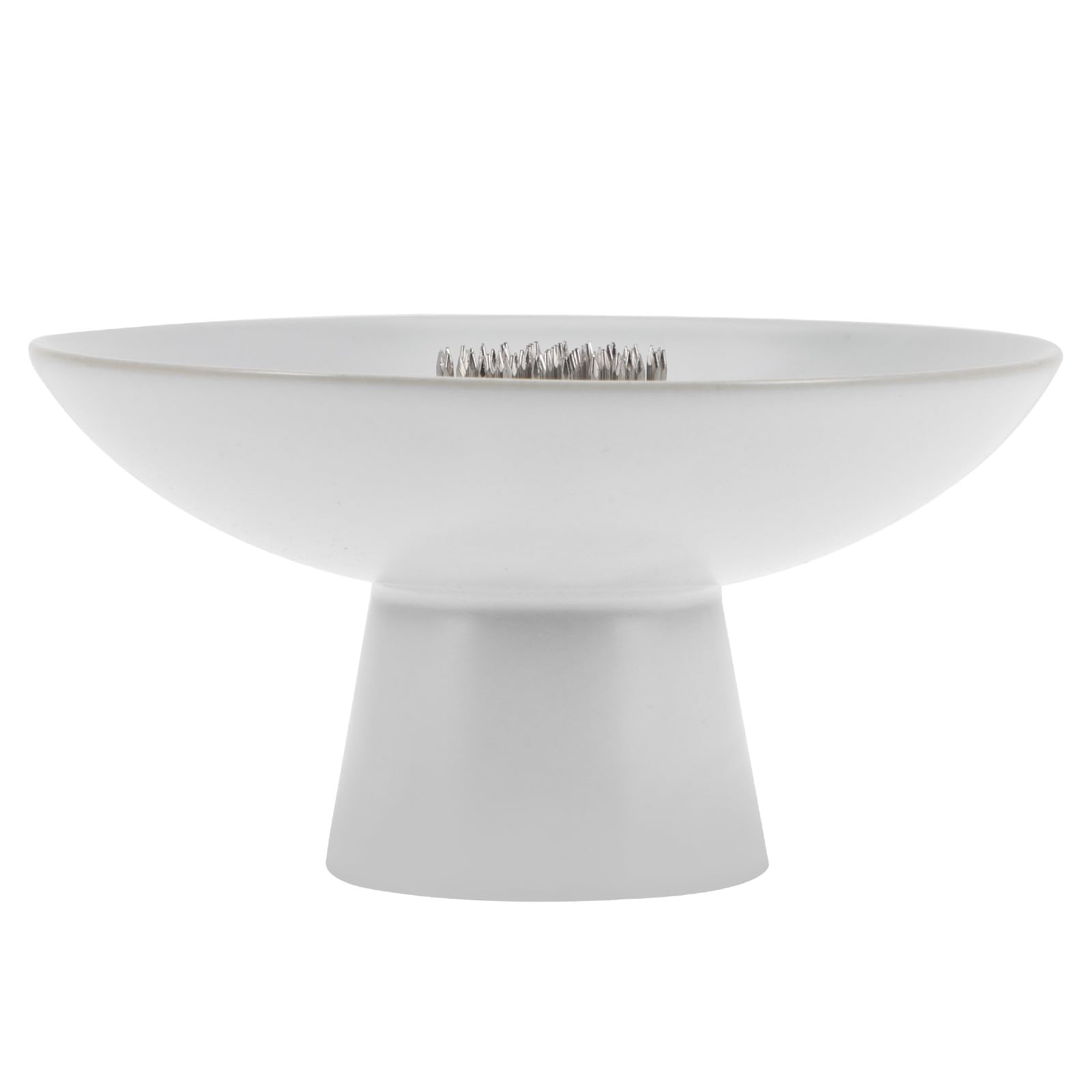 Vase à fleurs en céramique blanche laiteuse Healvian avec support épingle inox