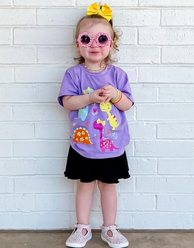 Toddler Girls Clothes T-Shirt Short Sleeve Graphic Tee Cartoon Dinosaur 2-6T Girl Shirt Summer4