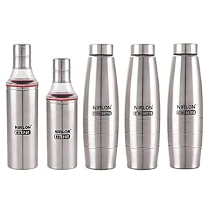 NIRLON SINGLE WALL,HIGH DURABLE,BPA FREE WATER BOTTLE AND OIL POT SET PACK OF 03