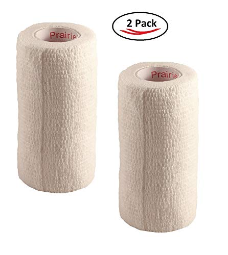 Image of Vet Wrap Tape (White) (2 Pack) (4 Inch x 15 feet) Self Adhesive Adherent Adhering Cohesive Flex Self Stick Bandage Grip Roll Dog Cat Pet Horse