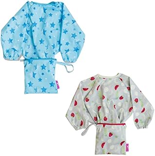 Tidy Tot Weaning Bib Long Sleeves Waterproof Coverall Bib Cover & Catch Twin Pack