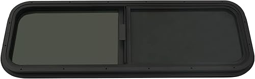 KIOPOWQ Ventana corrediza vertical negra para autocaravana, 42 pulgadas de ancho x 12 pulgadas de alto, ventana de repuesto para autocaravana con