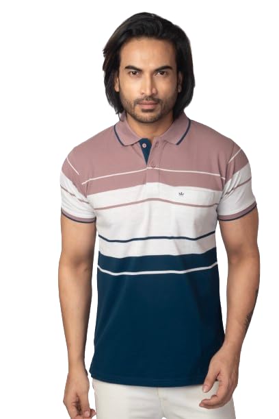 Regular Cotton Polo Tshirt for Mens with Striped Pattern I Half Sleeve I Collar Neck, Stylish Casual Multicoloured I Pair up with Jeans, Trousers & Pants (Pack of 1)-image-17