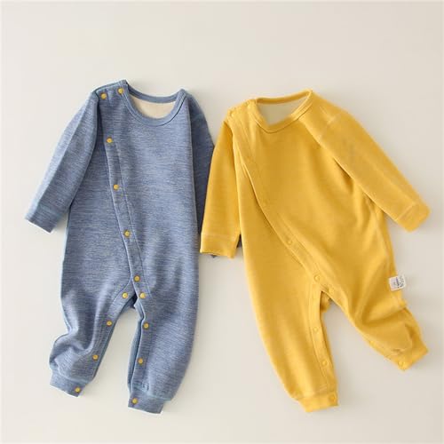 Baby Girl Boys Solid Romper Jumpsuit Newborn Warm Soft Thick Outfit Infant Button Down Overalls Toddler Stuff Undershirt4