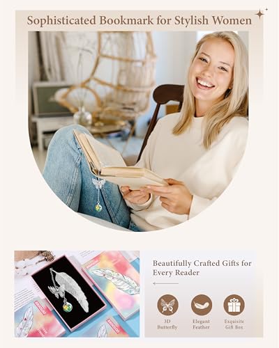 Idee Cadeau Femme Noel Original - Marque Page Metal Plume Accessoire Lecture Cadeau Noel Femme Maman Grand Mere Ado Fille Soeur Copine Maitresse Anniversaire Calendrier L'avent Gadget Insolite Utile – vue 6