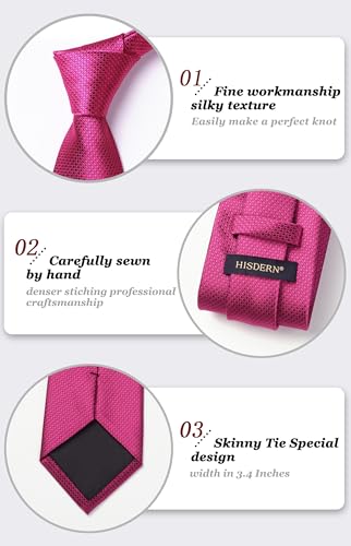 Image of HISDERN Ties for Men Solid Houndstooth Neckties Handkerchief Formal Business Tie & Pocket Square Set Wedding Party