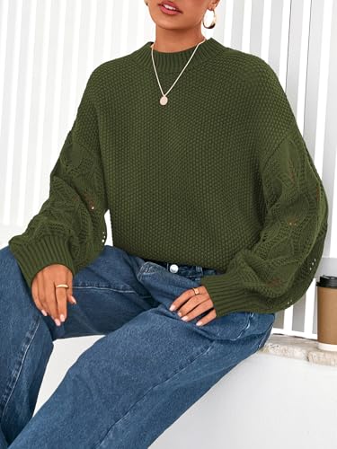 PRETTYGARDEN Womens Sweaters Fall 2025 Long Sleeve Crew Neck Cable Knit Oversized Sweater Top Casual Pullover Trendy Outfits4