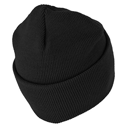 Armycrew Made In Usa Grey American Flag Embroidered Knit Cuff Long Beanie - Black #TOP2