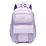 Reqinqin 35L Lightweight Waterproof School Backpack for Kids, Teens-Durable Travel Daypack for Boys & Girls Ages 6-18+ with Padded Adjustable Straps Comfortable Design (Purple)