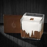 Columbia, SC Skyline Wood Wrapped Candle | Mahogany Scented Soy Based Square Candles With Wood Lid (4x4x4)