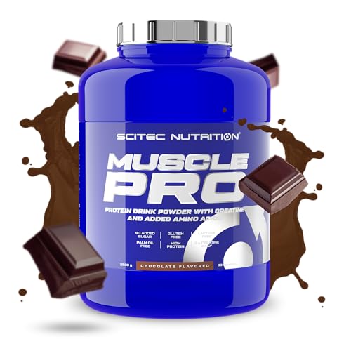 Scitec Nutrition Muscle Pro - Mélange de protéines enrichi - avec créatine - sans lactose ni gluten - protéines végétales et animales - avec EAAs, 2.5 kg, Chocolat