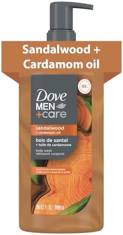 DOVE MEN Moisturizing Body Wash for Men, Sandalwood + Cardamom Oil, 26oz