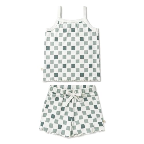 Image of MakeMake Organics GOTS Certified Organic Cotton Baby Kids Toddler Girl Top and Short Outfit Set