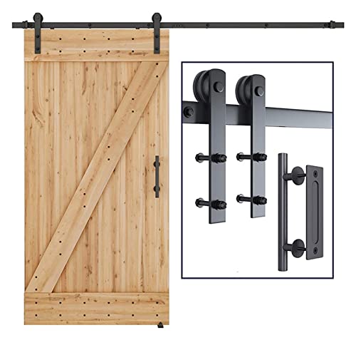 Vintage Industrial 200 cm corrediza de madera de granero con asa, puerta interior, armario, puerta de cocina, sistema de riel (200 cm con asa)
