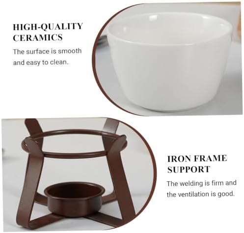 DAGLLGEW Chocolate Fondue Set, Ceramic Mini Fondue Set, Cheese Chocolate Melting Pot with 2 Forks, 300ml Butter Warmer for Party, Home, Birthday, Picnics, No Candle, 3Pcs - 2